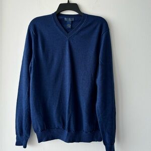 VTG Joseph & Lyman Sweater Pullover Merino Wool Blue Long Sleeve Mens L Preppy